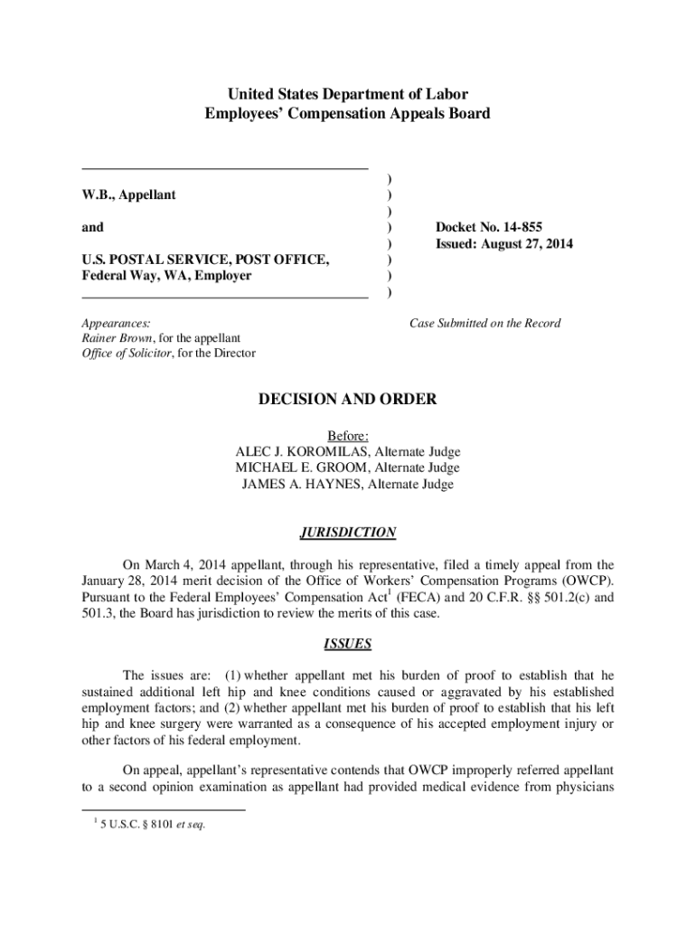 Fillable Online 14-0855 - US Department of Labor Fax Email Print - pdfFiller
