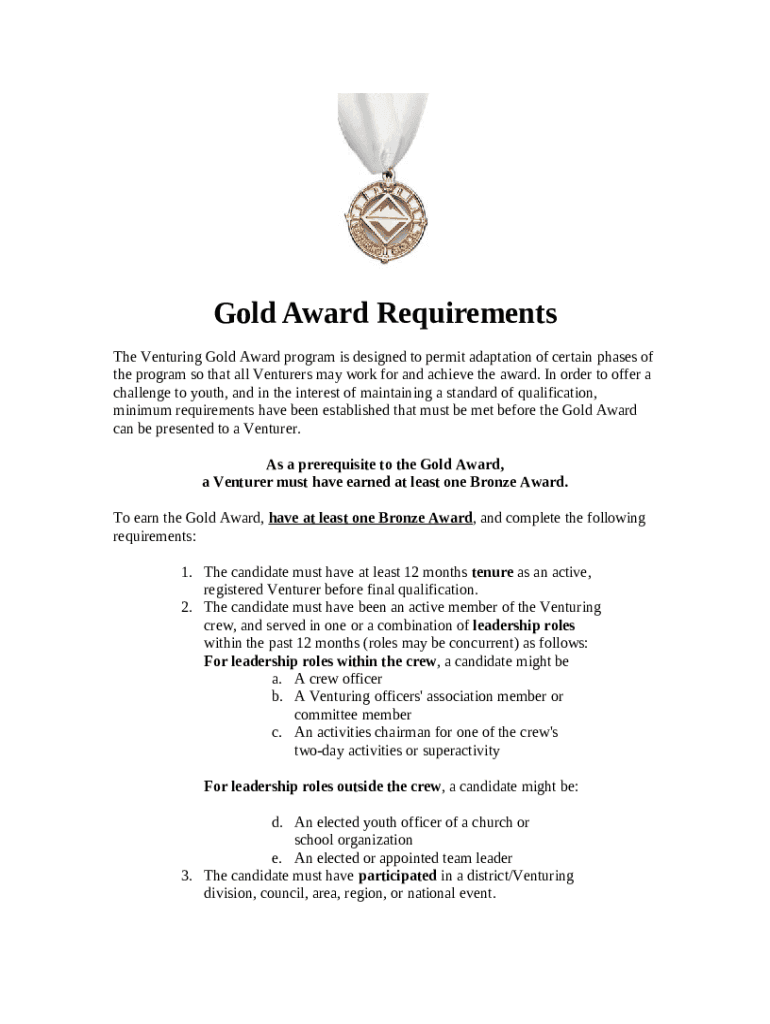 gold-award-requirements-doc-template-pdffiller