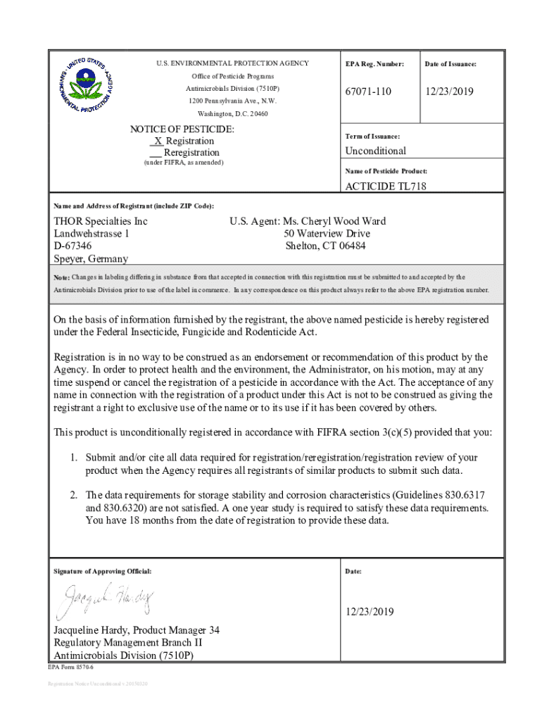 Fillable Online US EPA, Pesticide Product Label, ACTICIDE TL 718,12/23 ...