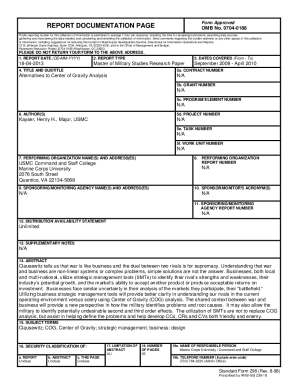 Fillable Online dtic REPORT DOCUMENTATION PAGE Form ...