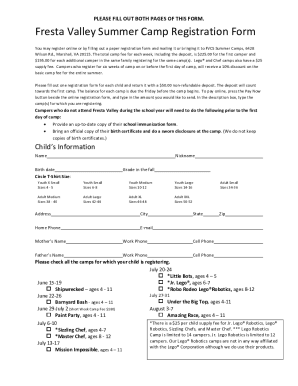 Summer Camp Registration Form TemplateFormplus