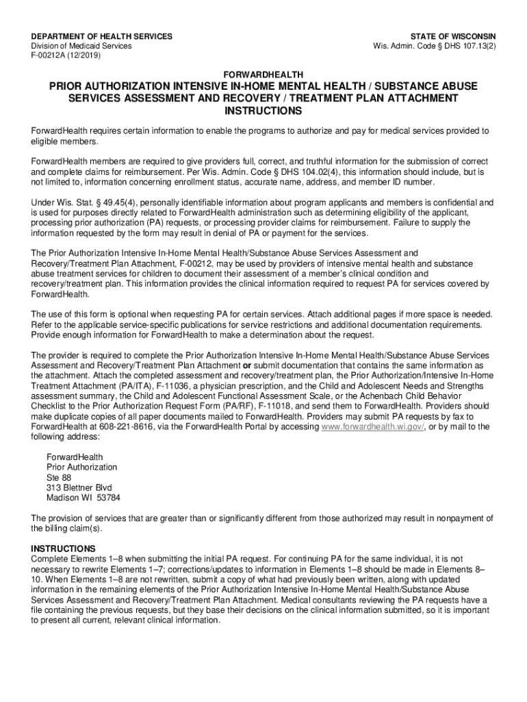 PRIOR AUTHORIZATION INTENSIVE IN-HOME MENTAL HEALTH SUBSTANCE ABUSE SERVICES ASSESSMENT AND RECOVERY Preview on Page 1