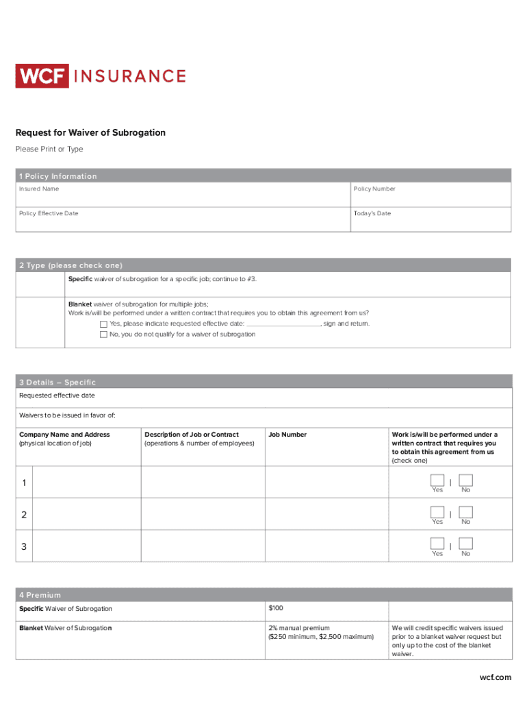 Waiver Of Subrogation Fill Out Sign Online DocHub