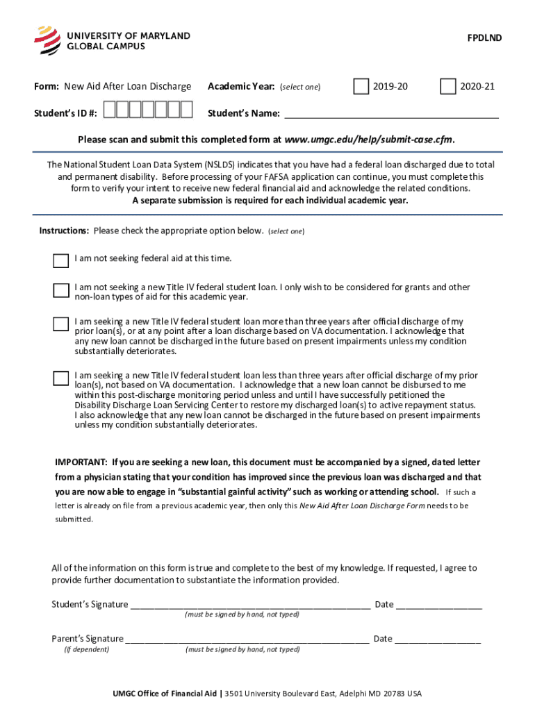 New Aid After Loan Discharge. New Aid After Loan Discharge Preview on Page 1