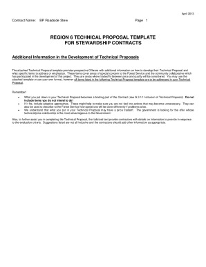 Region 6 technical proposal template for stewardship contracts