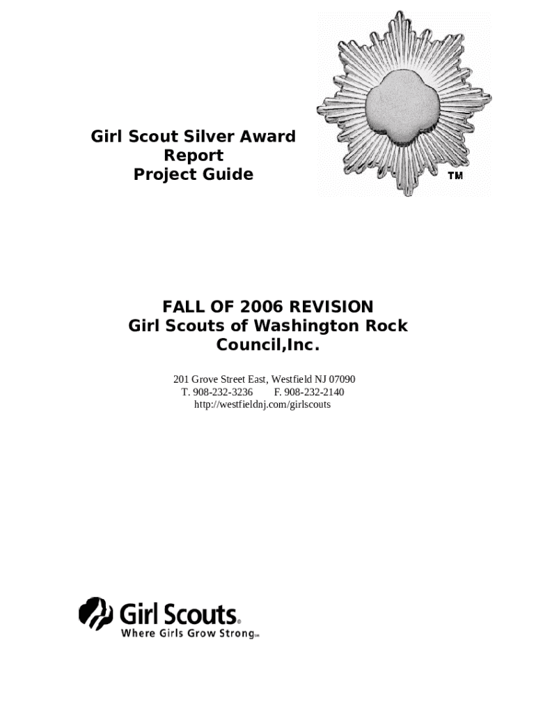 Girl Scout Silver Award Report Westfield, NJ Doc Template pdfFiller