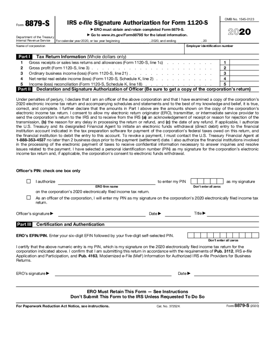 Fill In Form 8879-S