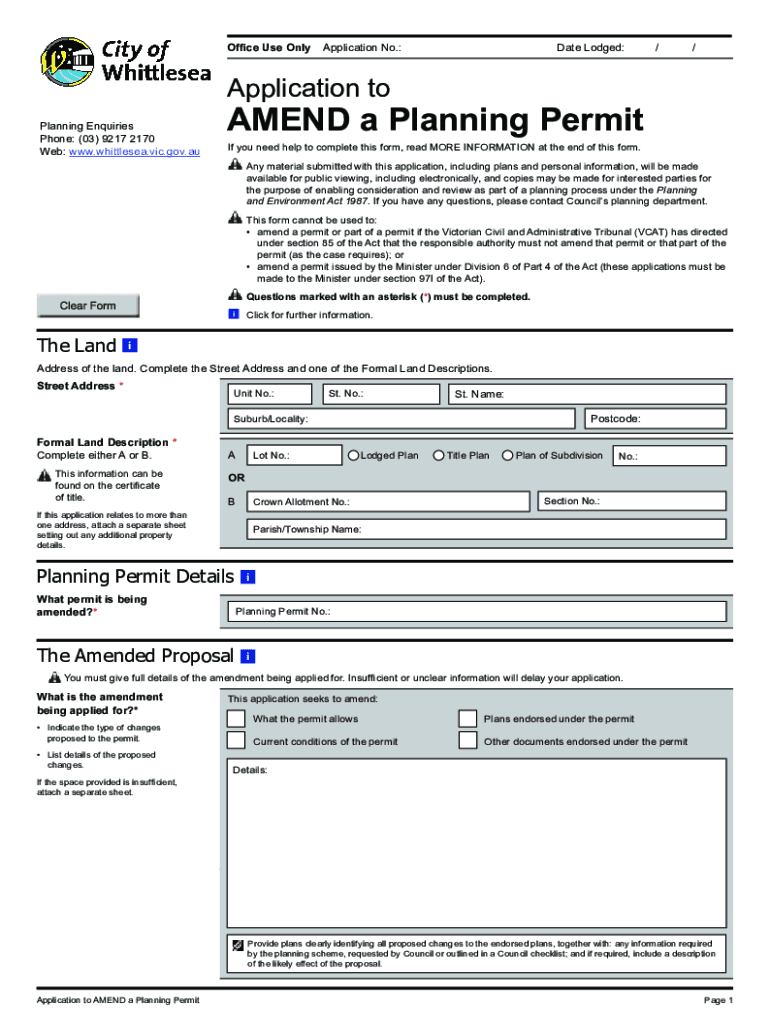 AMEND a Planning Permit - City of Whittlesea Preview on Page 1