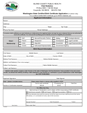 Fillable Online Washington State Certified Birth Certificate Fillable Online Washington State Certified Birth Certificate