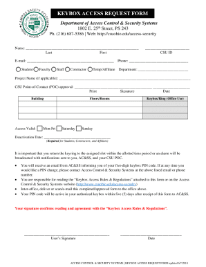 Keybox Access Request Form - Cleveland State University