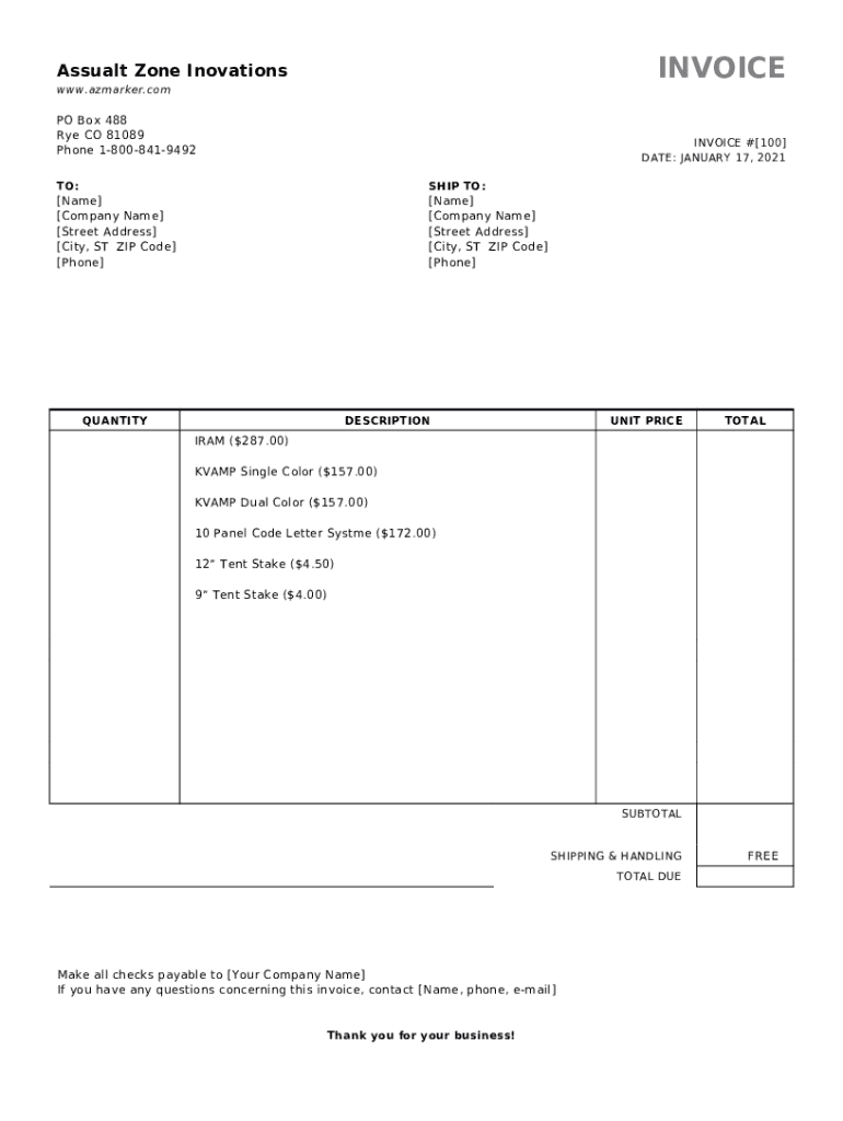 Assault Zone Innovations - azmarker.com Doc Template | pdfFiller