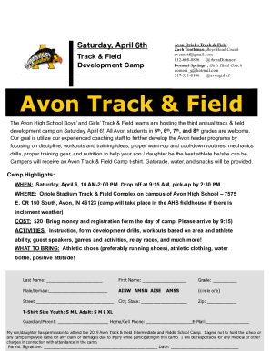 2019 ATF Youth Camp Flyer with registration info