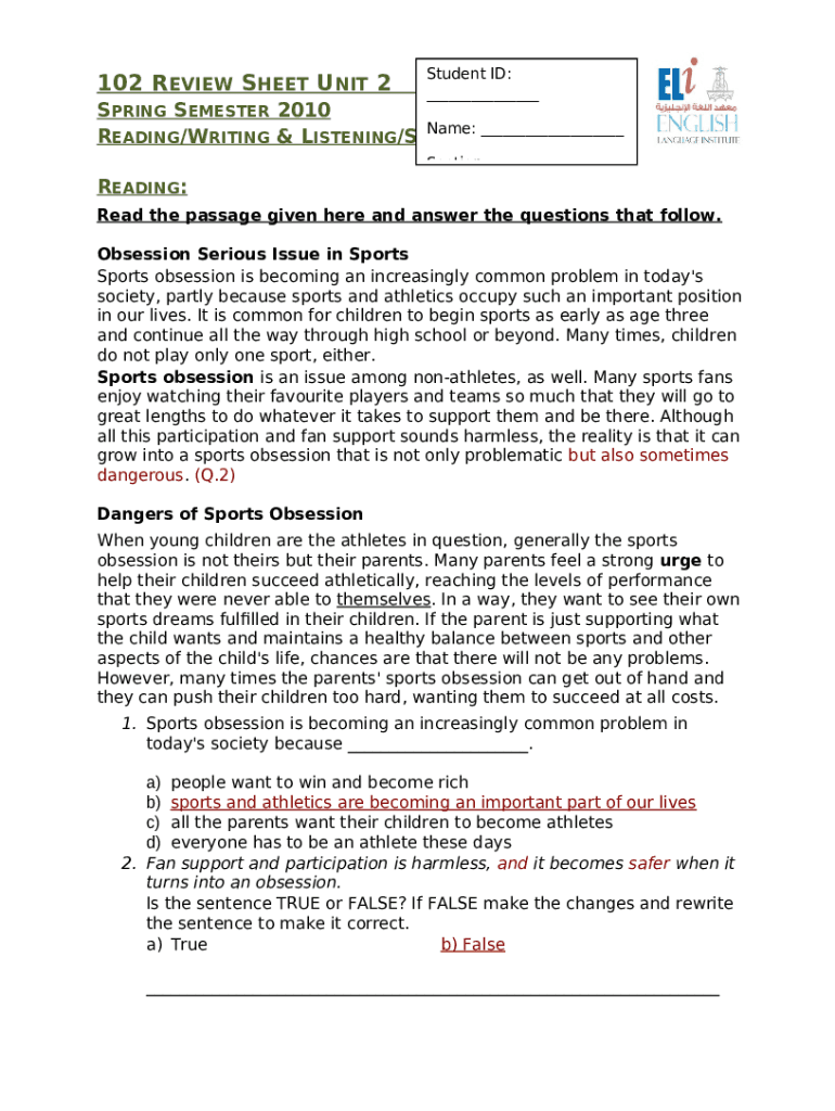 102 Review Sheet Unit 2 Doc Template pdfFiller