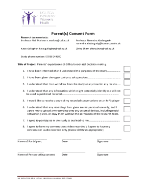 Fillable Online Parent(s) Consent Form Fax Email Print - pdfFiller