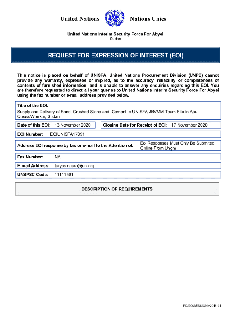 Fillable Online UN United Nations Interim Security Force for Abyei Jobs