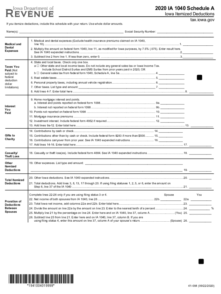 Instructions For Schedule A 2022 Ia 1040 Schedule A 2020-2022 - Fill Out Tax Template Online | Us Legal Forms