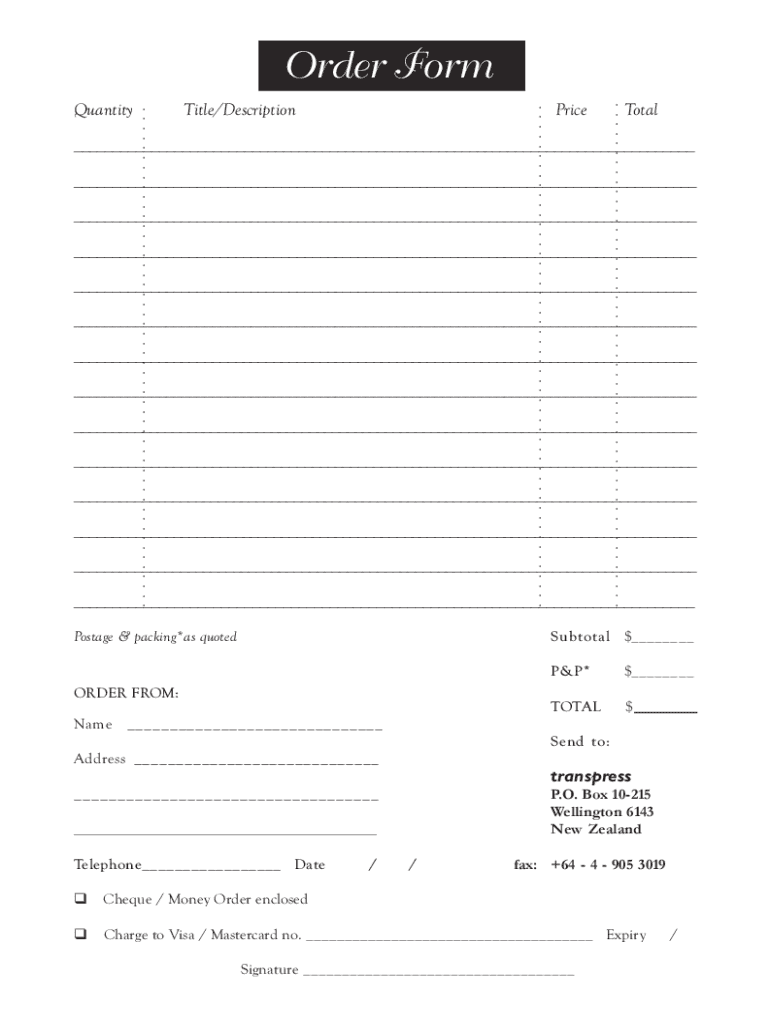 Fillable Online Order Forms. Order Forms Fax Email Print - pdfFiller