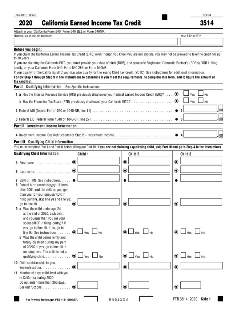 2020 Form CA FTB 3514 Fill Online Printable Fillable Blank PdfFiller