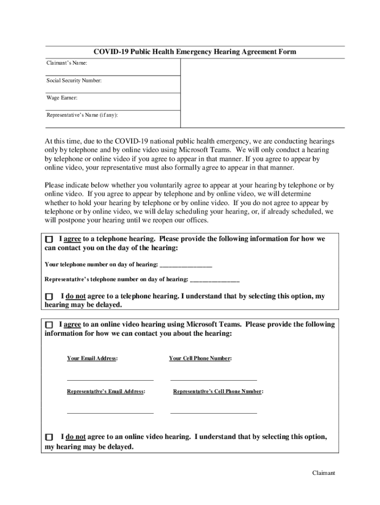 Remote hearing agreement form Fill out & sign online DocHub