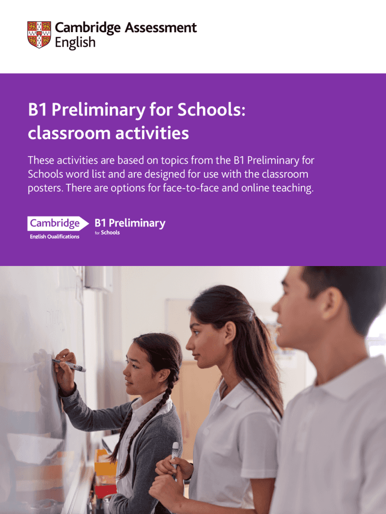 Fillable Online B1 Preliminary for Schools classroom activities