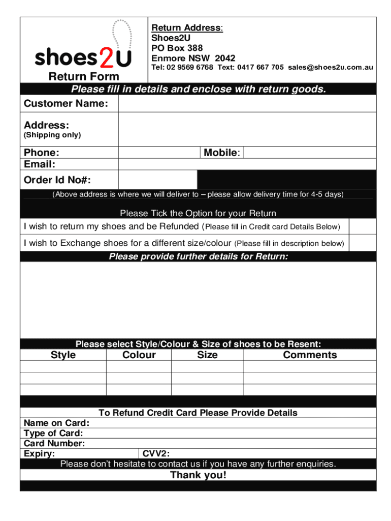 Fillable Online Crocs Return Form.doc Fax Email Print pdfFiller