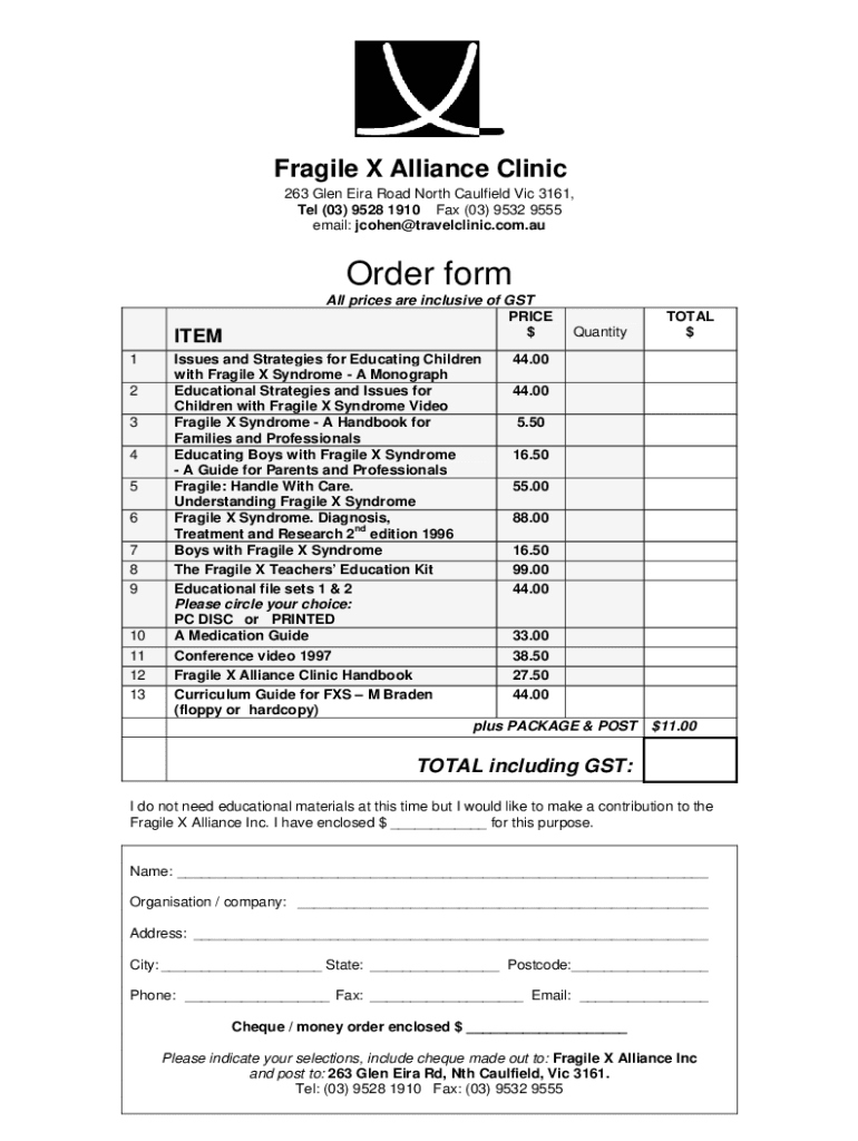 Fillable Online About Us Fragile X Alliance Fragile X Alliance Inc