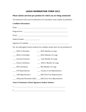 LASSA NOMINATION FORM 2011