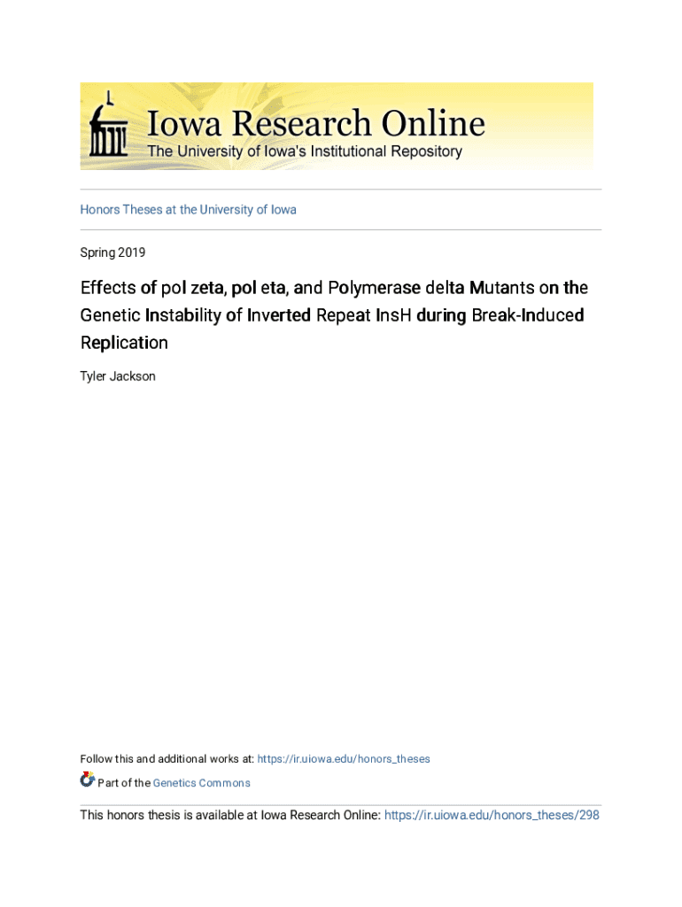 Fillable Online ir uiowa Effects of pol zeta, pol eta, and Polymerase