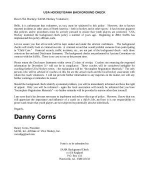 USA Hockey/SAHA Background Check Form