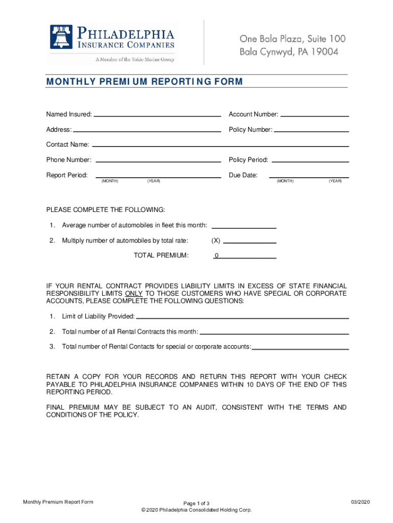 Fillable Online Fill - Free fillable Form - Monthly Premium Reporting36 ...