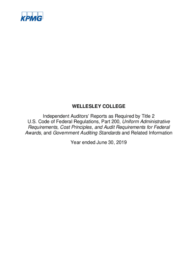 Fillable Online WELLESLEY COLLEGE Independent Auditors' Reports as