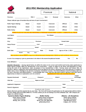 Please indicate type of membership and area of sport involvement: