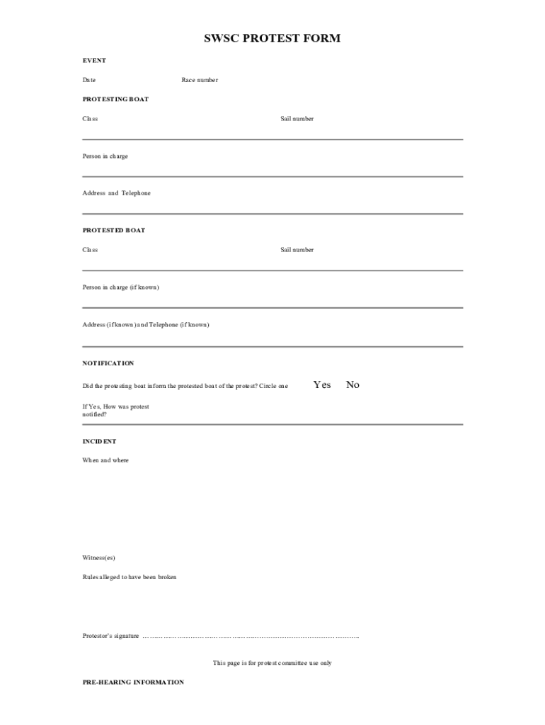 Fillable Online The Completed Protest Form - South Atlantic Yacht ...