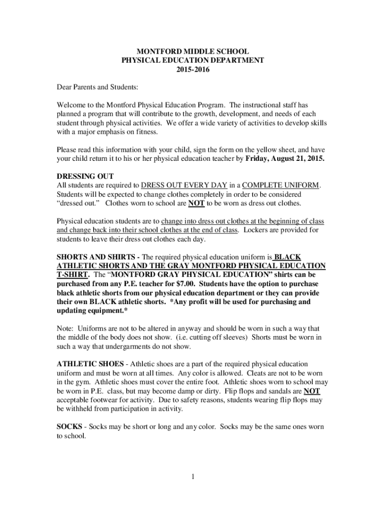 Fillable Online the Montford Physical Edu Leon County Schools Fax Email Print pdfFiller
