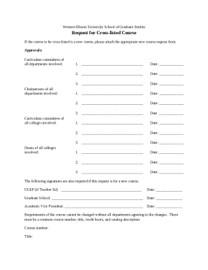 Request for Cross listed Course Doc Template pdfFiller Request for Cross listed Course Doc Template pdfFiller