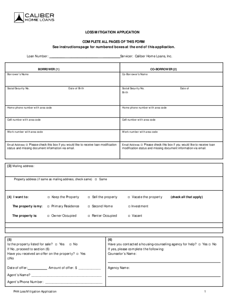 Fillable Online Servicer Caliber Home Loans, Inc Fax Email Print