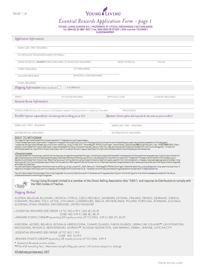 Fillable Online YOUNG LIVING EUROPE B Fax Email Print - pdfFiller