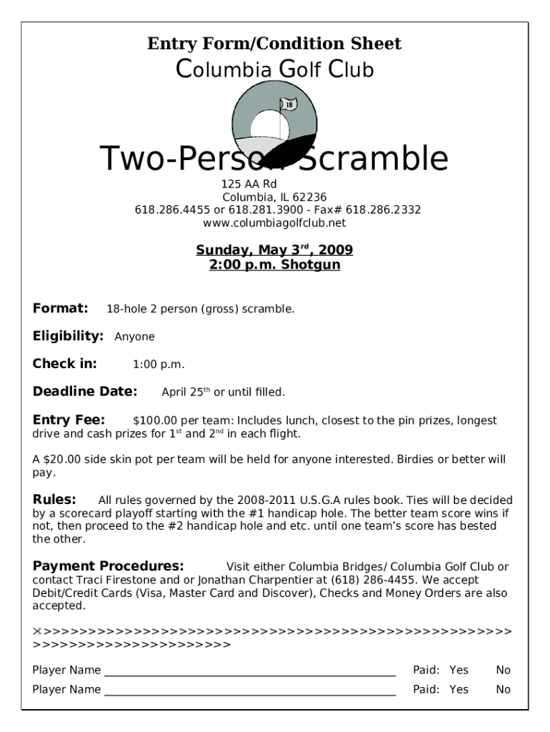 Golf Tournament Rules Sheet Template Doc Template PdfFiller