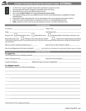 Use this form to request a graphic design and/or printing for a program or event