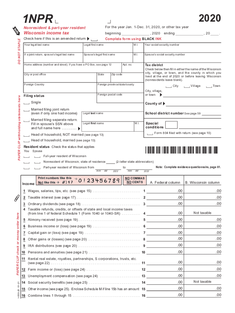 wisconsin form 1npr instructions Preview on Page 1.