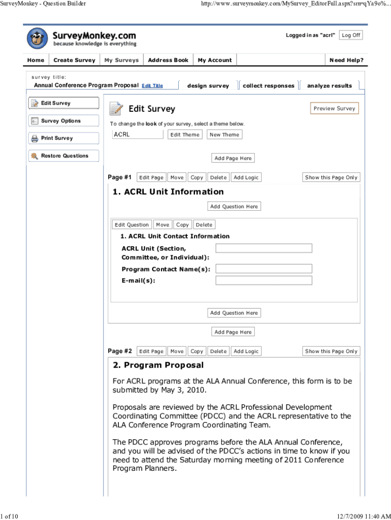 Fillable Online ACRL Program Proposal Form Fax Email Print pdfFiller