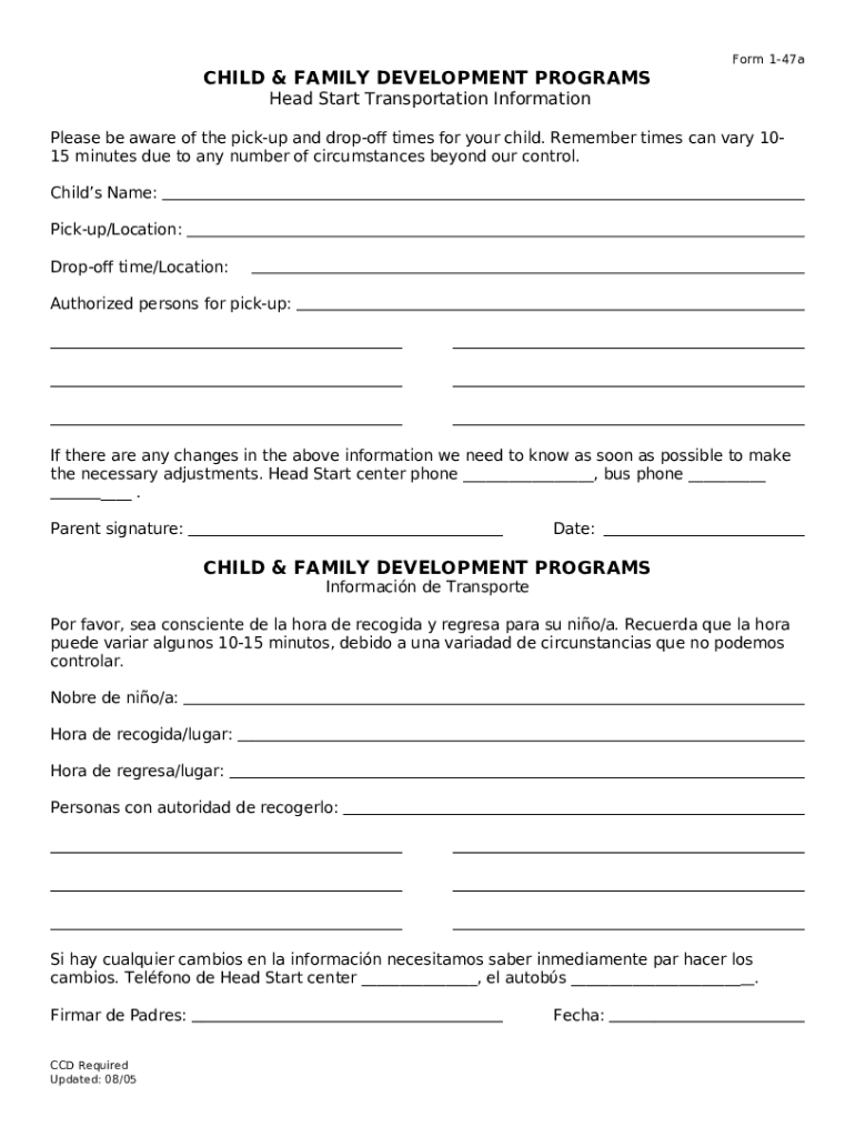 Considerations for Head Start Transportation Services Doc Template pdfFiller