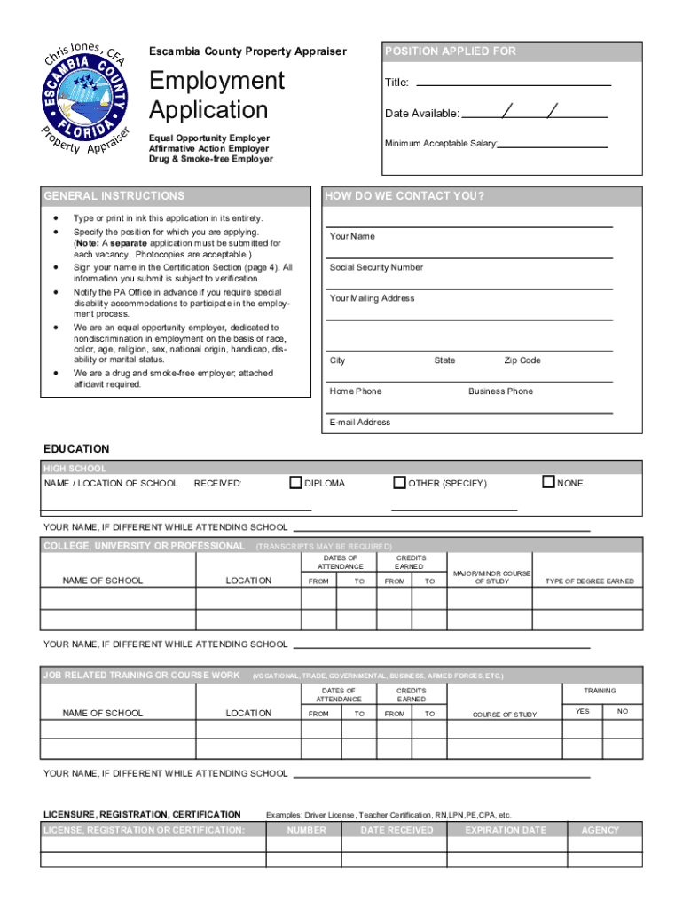 Fillable Online Forms Center of the Escambia County Tax Collector's