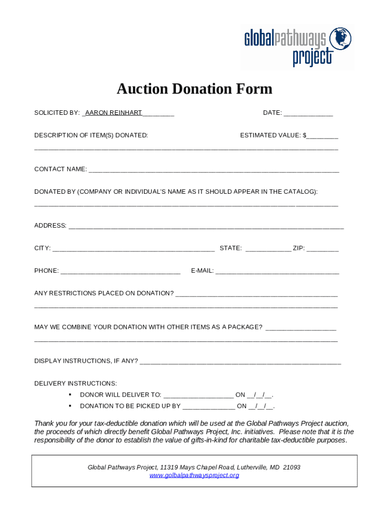 Silent Auction Catalog Youth ALIVE! Doc Template pdfFiller