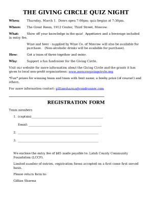 THE GIVING CIRCLE QUIZ NIGHT