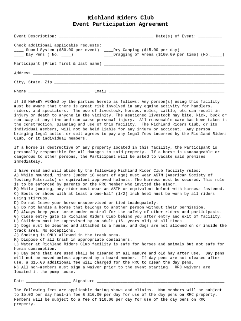 participation agreement template Doc Template pdfFiller participation agreement template Doc Template pdfFiller