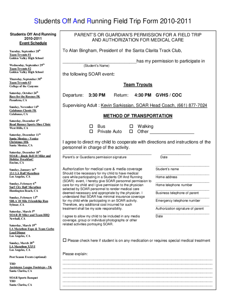 Fillable Online SOAR Field Trip Form.doc Fax Email Print - pdfFiller