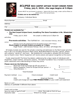 PAGEANT / SHOW TICKET ORDER FORM