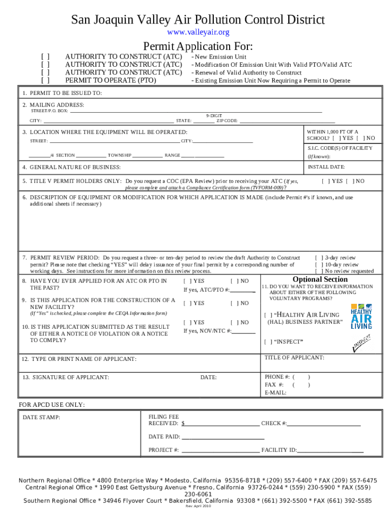 The Permitting Process San Joaquin Valley APCD Index Page Doc