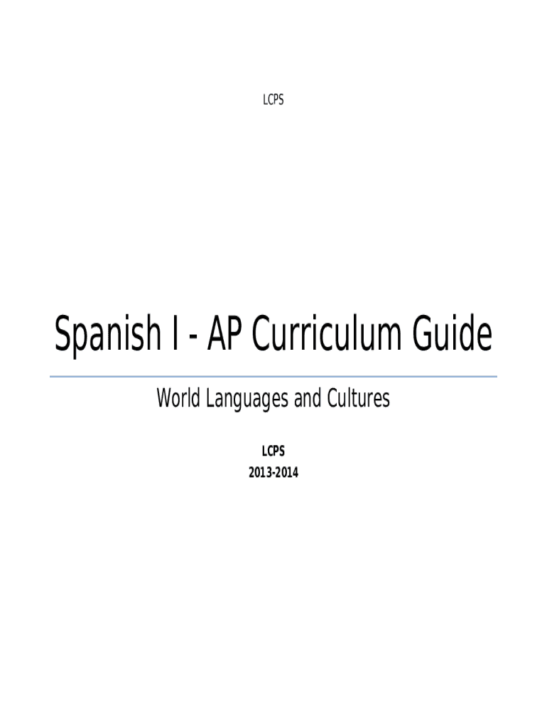 Spanish I AP Curriculum Guide World Languages And Doc Template